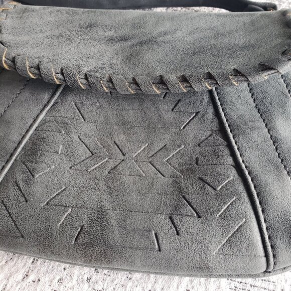 New Mia & Luca Silver Grey suede leather Aztec woven purse NWT - Picture 2 of 12